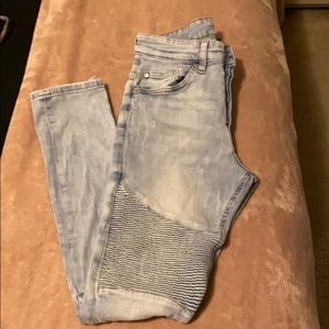 Light Wash Motorcycle Jeans